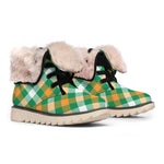 St. Patrick's Day Plaid Pattern Print Winter Boots