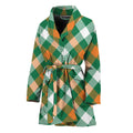 St. Patrick's Day Plaid Pattern Print Women's Bathrobe