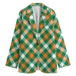 St. Patrick's Day Plaid Pattern Print Women's Blazer