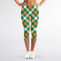 St. Patrick's Day Plaid Pattern Print Women's Capri Leggings