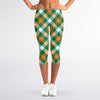 St. Patrick's Day Plaid Pattern Print Women's Capri Leggings