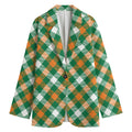 St. Patrick's Day Plaid Pattern Print Women's Cotton Blazer