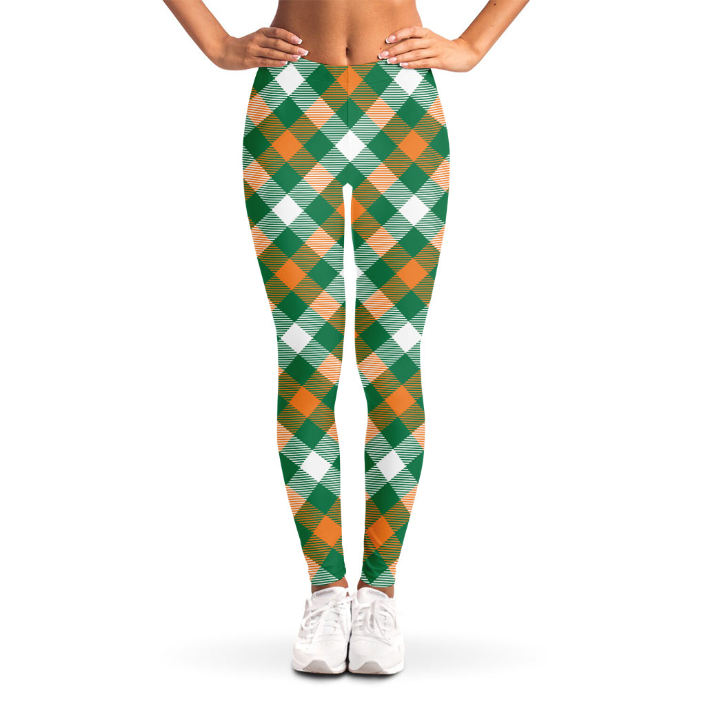 St. Patrick's Day Plaid Pattern Print Women's Leggings