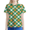 St. Patrick's Day Plaid Pattern Print Women's Polo Shirt