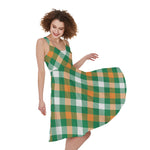 St. Patrick's Day Plaid Pattern Print Women's Sleeveless Dress