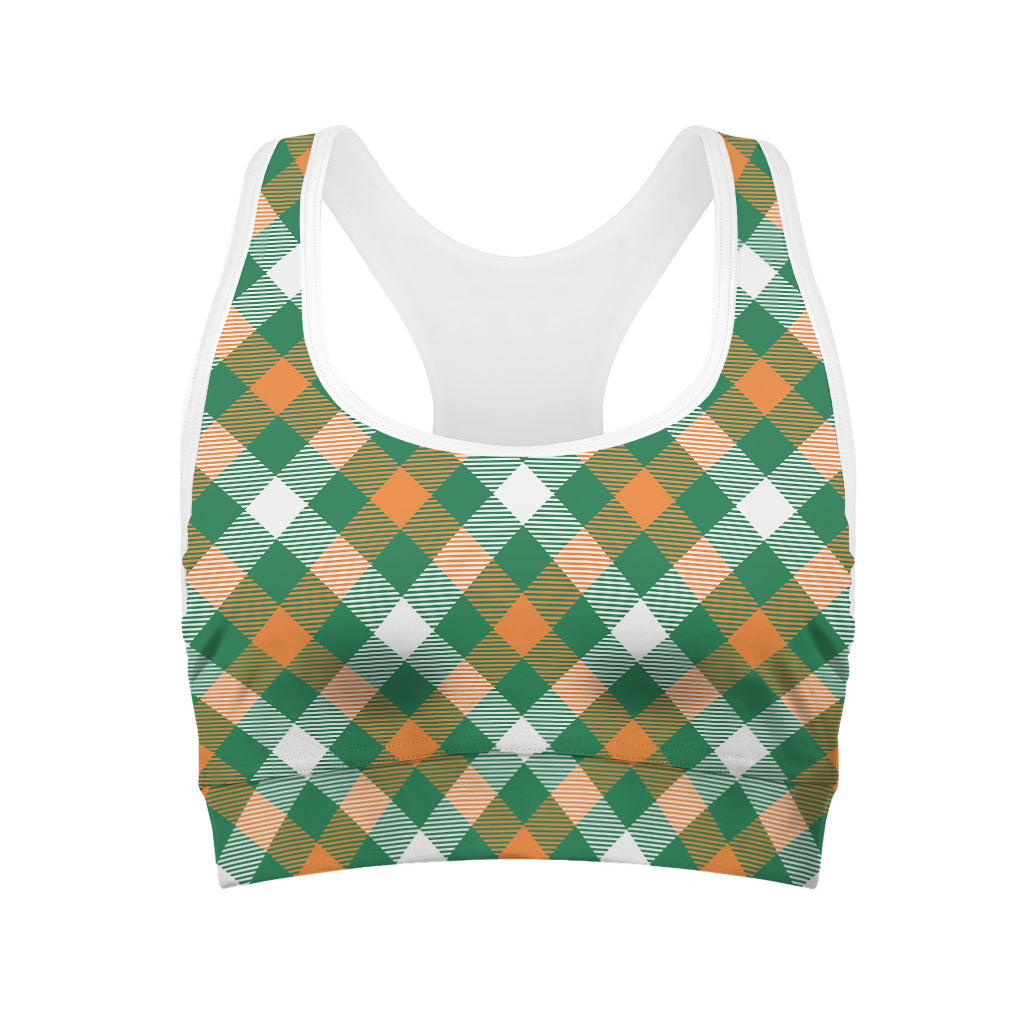 St. Patrick's Day Plaid Pattern Print Women's Sports Bra