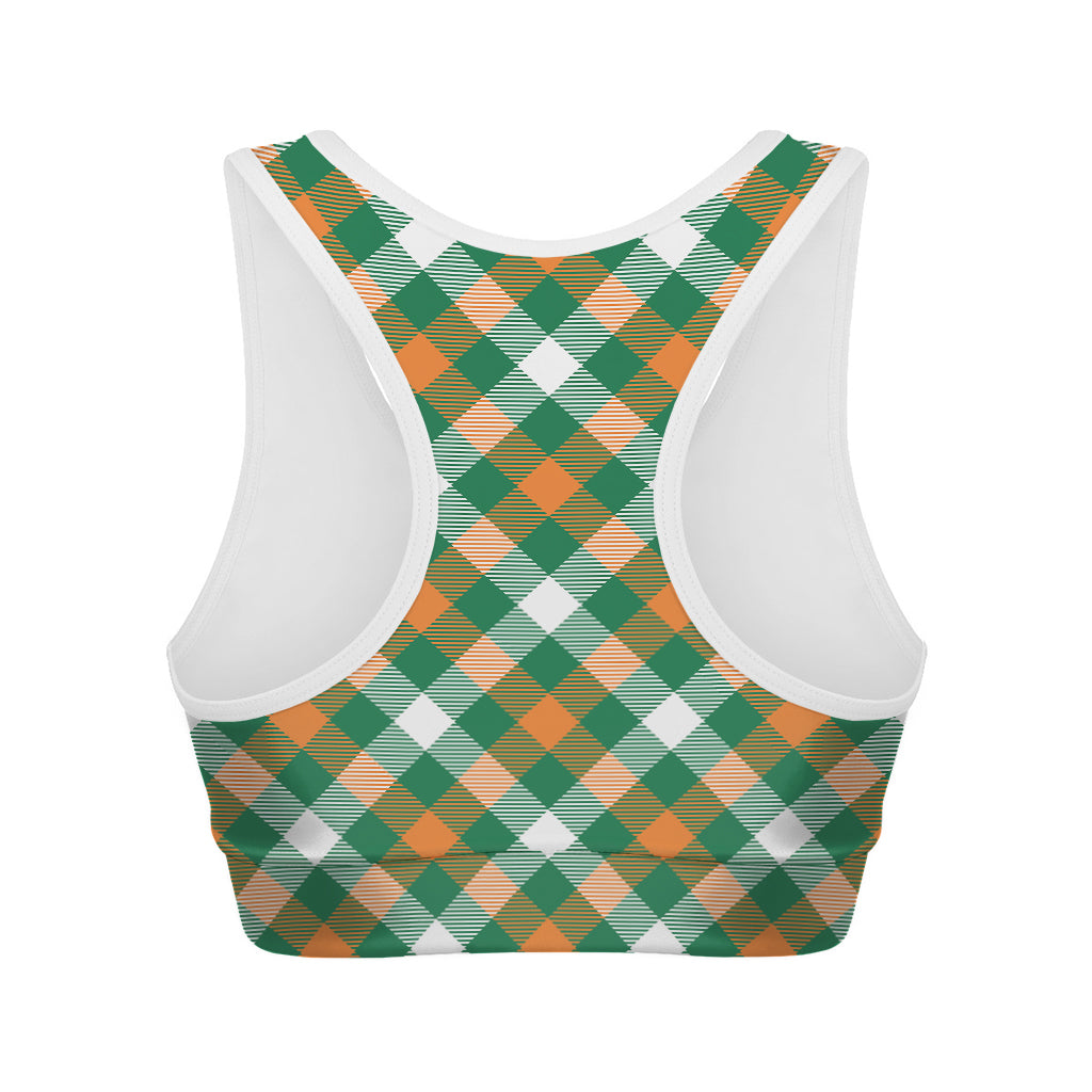 St. Patrick's Day Plaid Pattern Print Women's Sports Bra