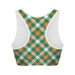 St. Patrick's Day Plaid Pattern Print Women's Sports Bra