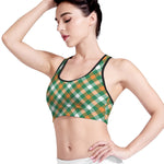 St. Patrick's Day Plaid Pattern Print Women's Sports Bra