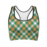 St. Patrick's Day Plaid Pattern Print Women's Sports Bra