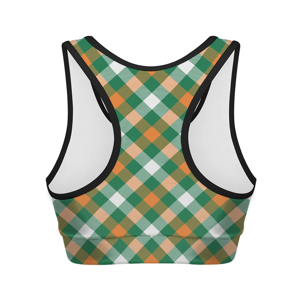 St. Patrick's Day Plaid Pattern Print Women's Sports Bra