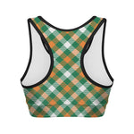 St. Patrick's Day Plaid Pattern Print Women's Sports Bra