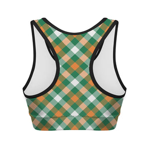 St. Patrick's Day Plaid Pattern Print Women's Sports Bra