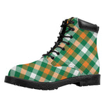 St. Patrick's Day Plaid Pattern Print Work Boots