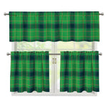 St. Patrick's Day Scottish Plaid Print 3 Piece Kitchen Curtains