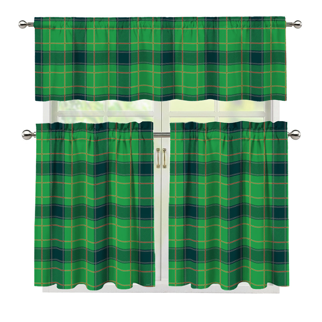 St. Patrick's Day Scottish Plaid Print 3 Piece Kitchen Curtains