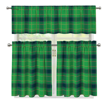 St. Patrick's Day Scottish Plaid Print 3 Piece Kitchen Curtains