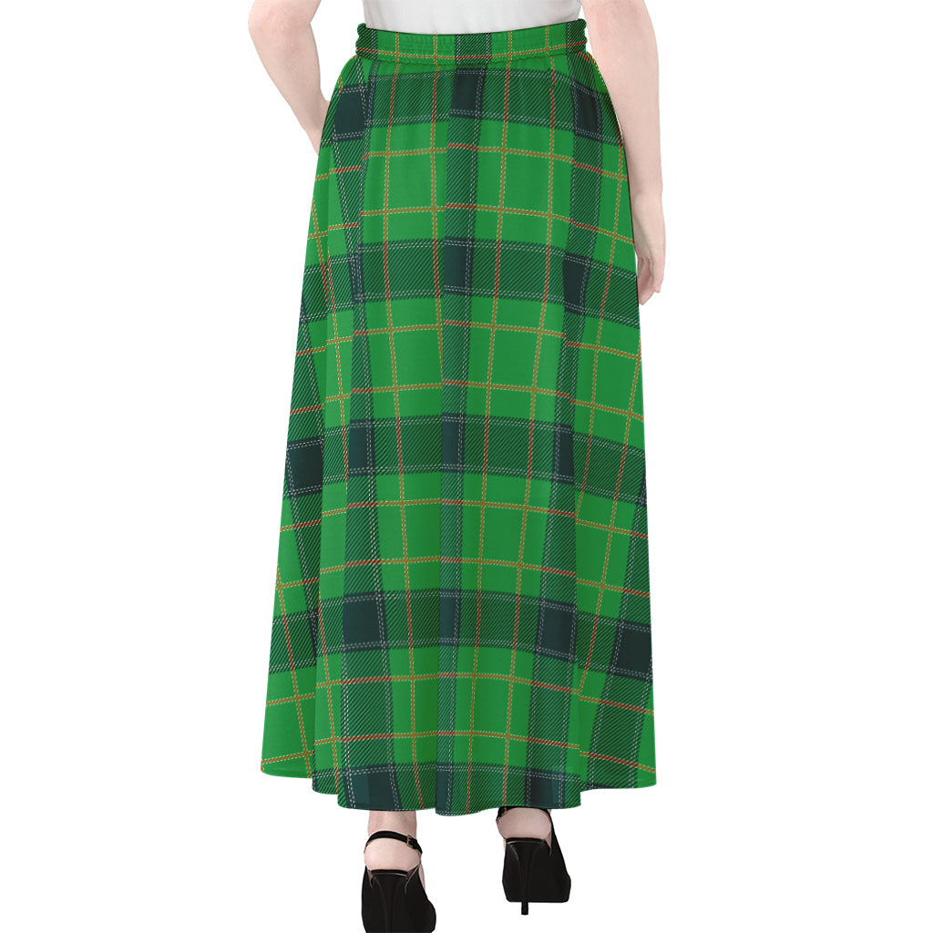 St. Patrick's Day Scottish Plaid Print Chiffon Maxi Skirt