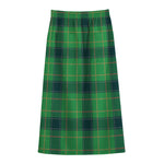 St. Patrick's Day Scottish Plaid Print Cotton Front Slit Maxi Skirt