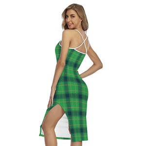 St. Patrick's Day Scottish Plaid Print Cross Back Cami Dress