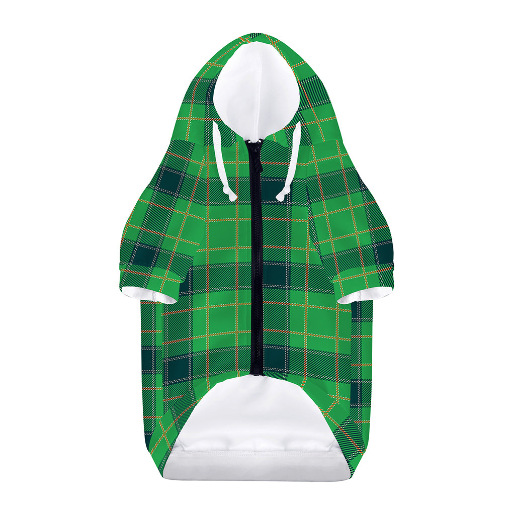 St. Patrick's Day Scottish Plaid Print Dog Zip Up Hoodie