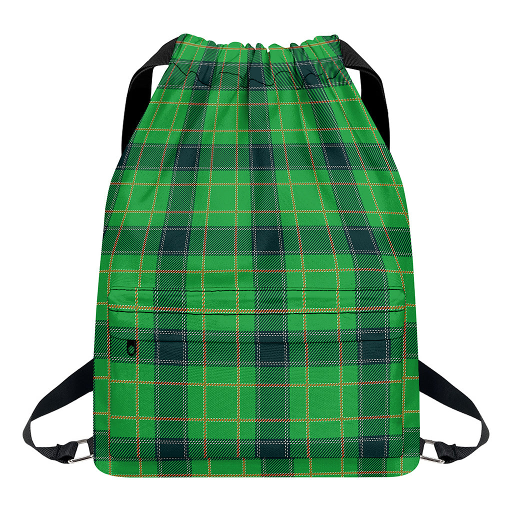 St. Patrick's Day Scottish Plaid Print Drawstring Backpack