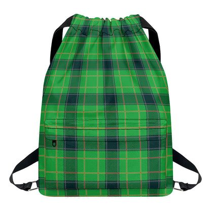 St. Patrick's Day Scottish Plaid Print Drawstring Backpack