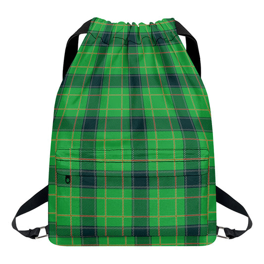 St. Patrick's Day Scottish Plaid Print Drawstring Backpack