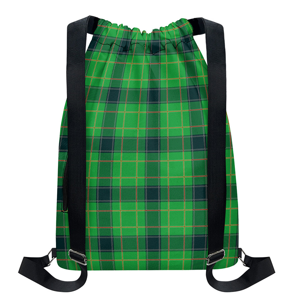St. Patrick's Day Scottish Plaid Print Drawstring Backpack