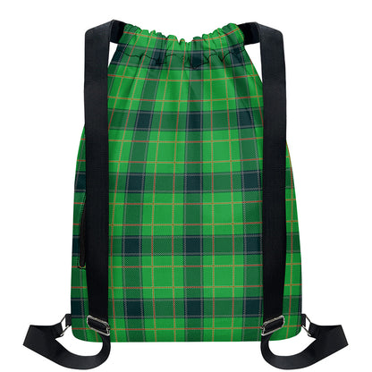 St. Patrick's Day Scottish Plaid Print Drawstring Backpack