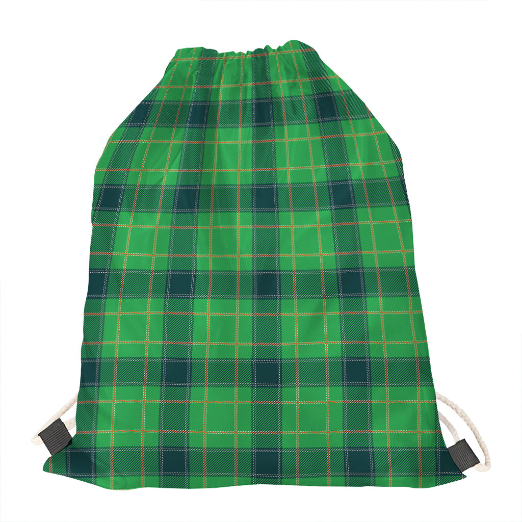 St. Patrick's Day Scottish Plaid Print Drawstring Bag