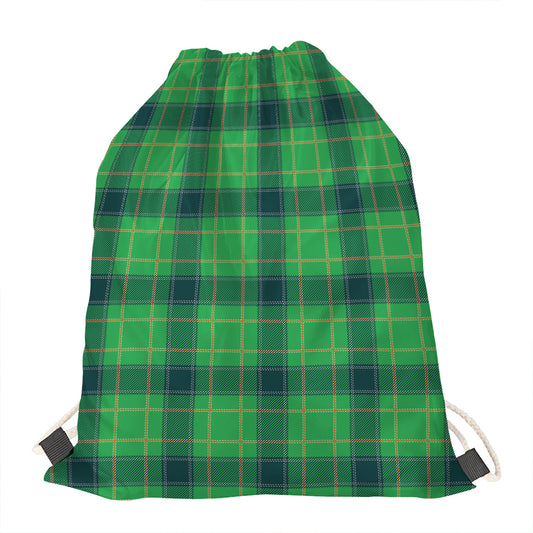 St. Patrick's Day Scottish Plaid Print Drawstring Bag