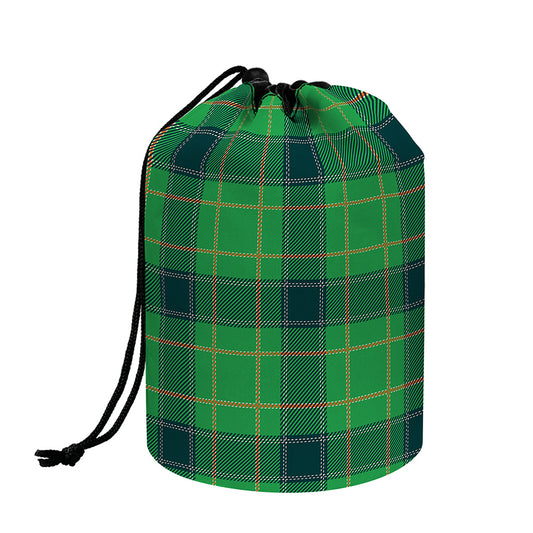 St. Patrick's Day Scottish Plaid Print Drawstring Makeup Bag