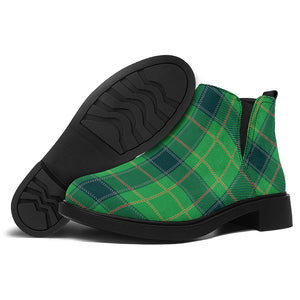 St. Patrick's Day Scottish Plaid Print Flat Ankle Boots