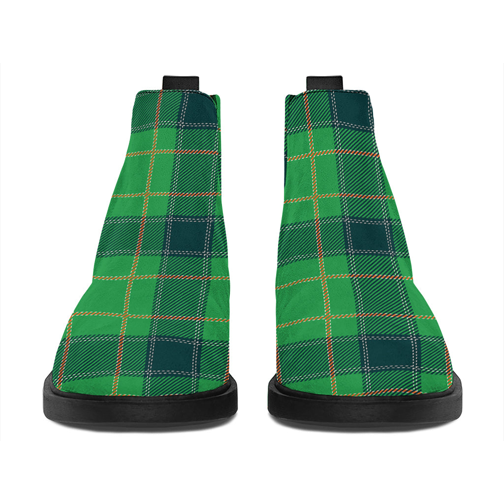 St. Patrick's Day Scottish Plaid Print Flat Ankle Boots