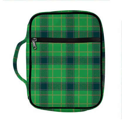 St. Patrick's Day Scottish Plaid Print Front Pocket Bible Bag