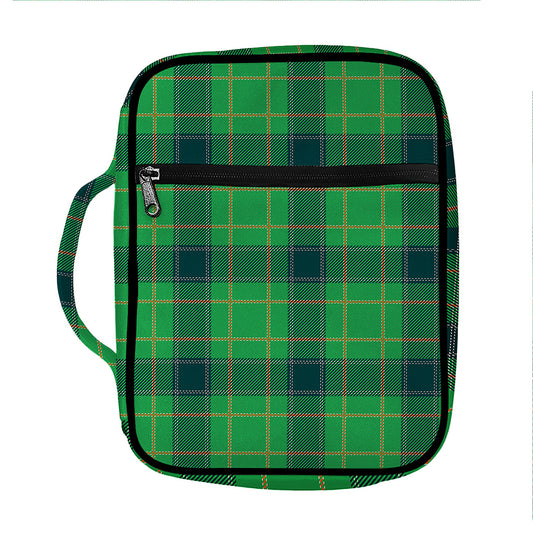 St. Patrick's Day Scottish Plaid Print Front Pocket Bible Bag