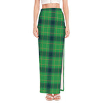 St. Patrick's Day Scottish Plaid Print High Slit Maxi Skirt