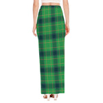 St. Patrick's Day Scottish Plaid Print High Slit Maxi Skirt