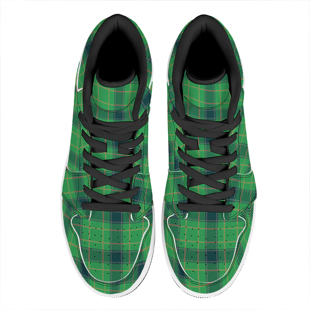 St. Patrick's Day Scottish Plaid Print High Top Leather Sneakers