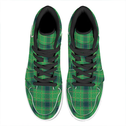 St. Patrick's Day Scottish Plaid Print High Top Leather Sneakers