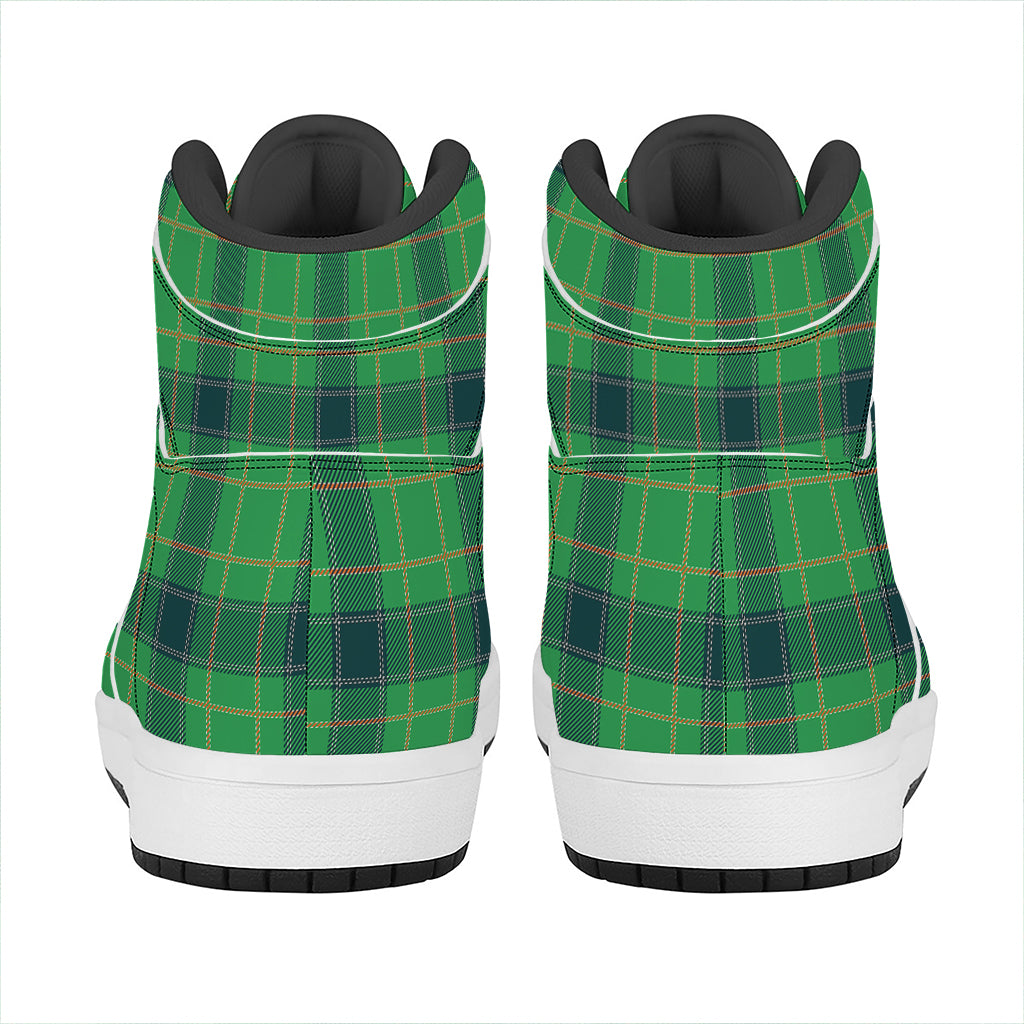 St. Patrick's Day Scottish Plaid Print High Top Leather Sneakers