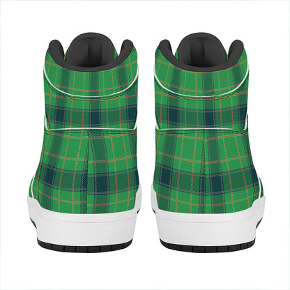 St. Patrick's Day Scottish Plaid Print High Top Leather Sneakers
