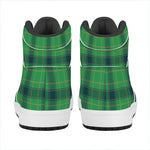 St. Patrick's Day Scottish Plaid Print High Top Leather Sneakers