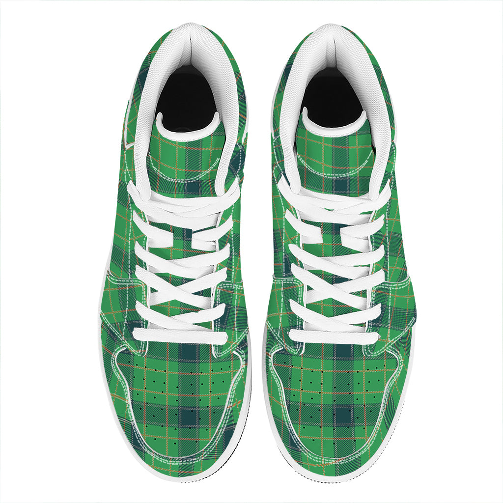 St. Patrick's Day Scottish Plaid Print High Top Leather Sneakers