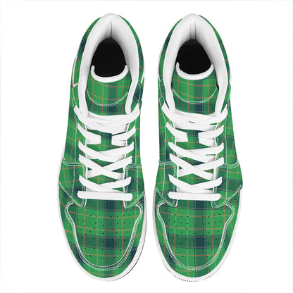 St. Patrick's Day Scottish Plaid Print High Top Leather Sneakers