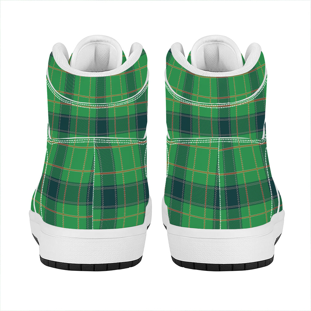St. Patrick's Day Scottish Plaid Print High Top Leather Sneakers