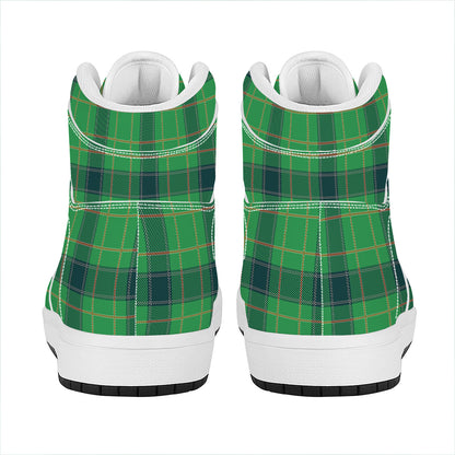 St. Patrick's Day Scottish Plaid Print High Top Leather Sneakers