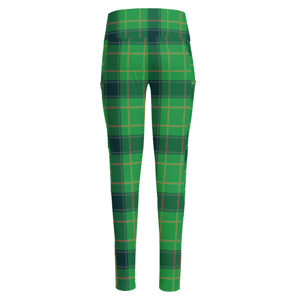 St. Patrick's Day Scottish Plaid Print High-Waisted Pocket Leggings