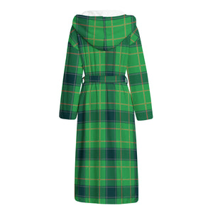 St. Patrick's Day Scottish Plaid Print Hooded Bathrobe